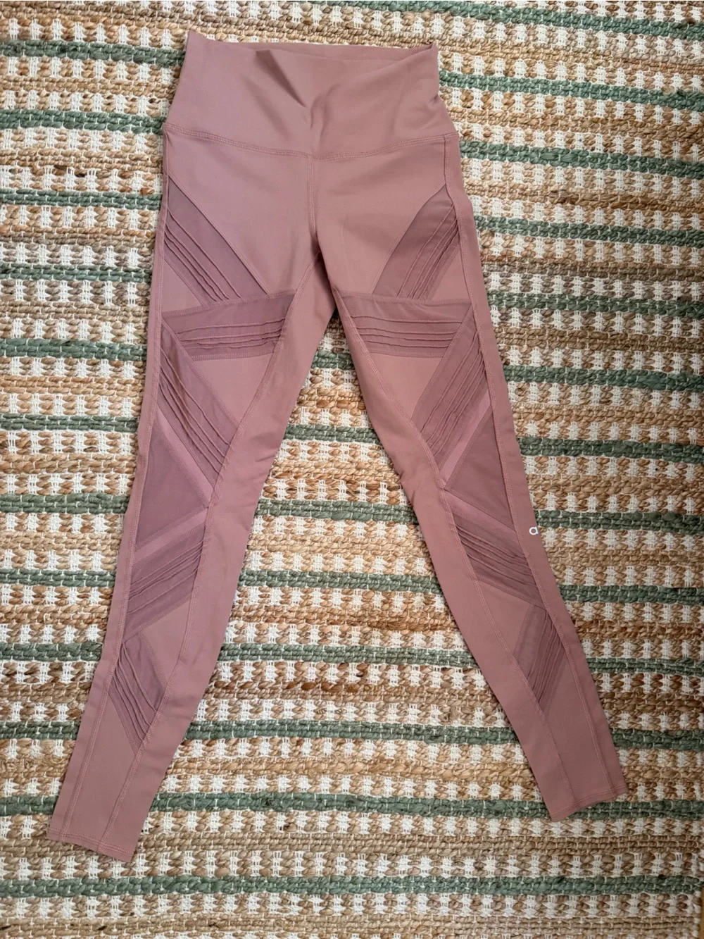 ALO Mauve High-Waist Mesh Panel Leggings